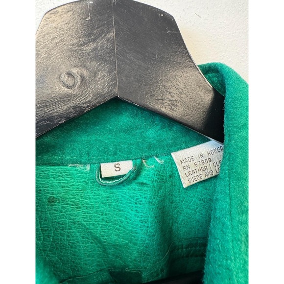 Vintage Fenn Wright Manson Suede Leather Shirt Jacket Small Green Button Front - Picture 2 of 6